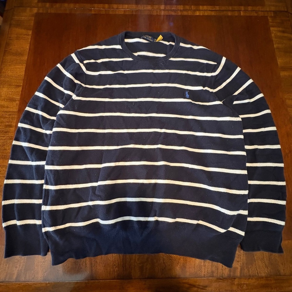Polo Ralph Lauren Striped Crewneck Sweater Navy White Classic Fit‎ XXL
